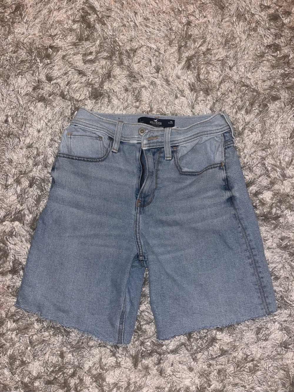 Hollister Light Wash Denim Shorts with Frayed Hem